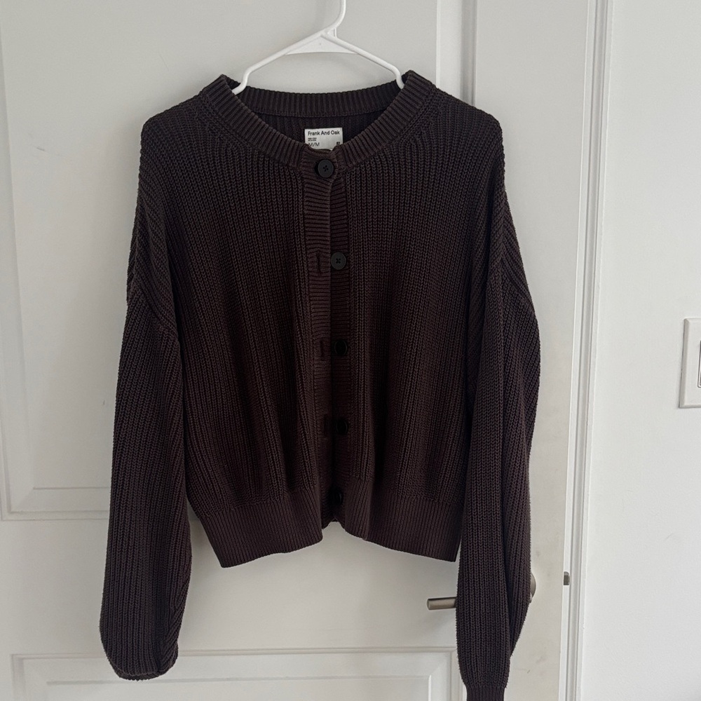 Frank & Oak Chocolate Brown Knit Button Cardigan